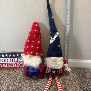 Patriotic Gnome Set - Red and Blue + Hanging Sign